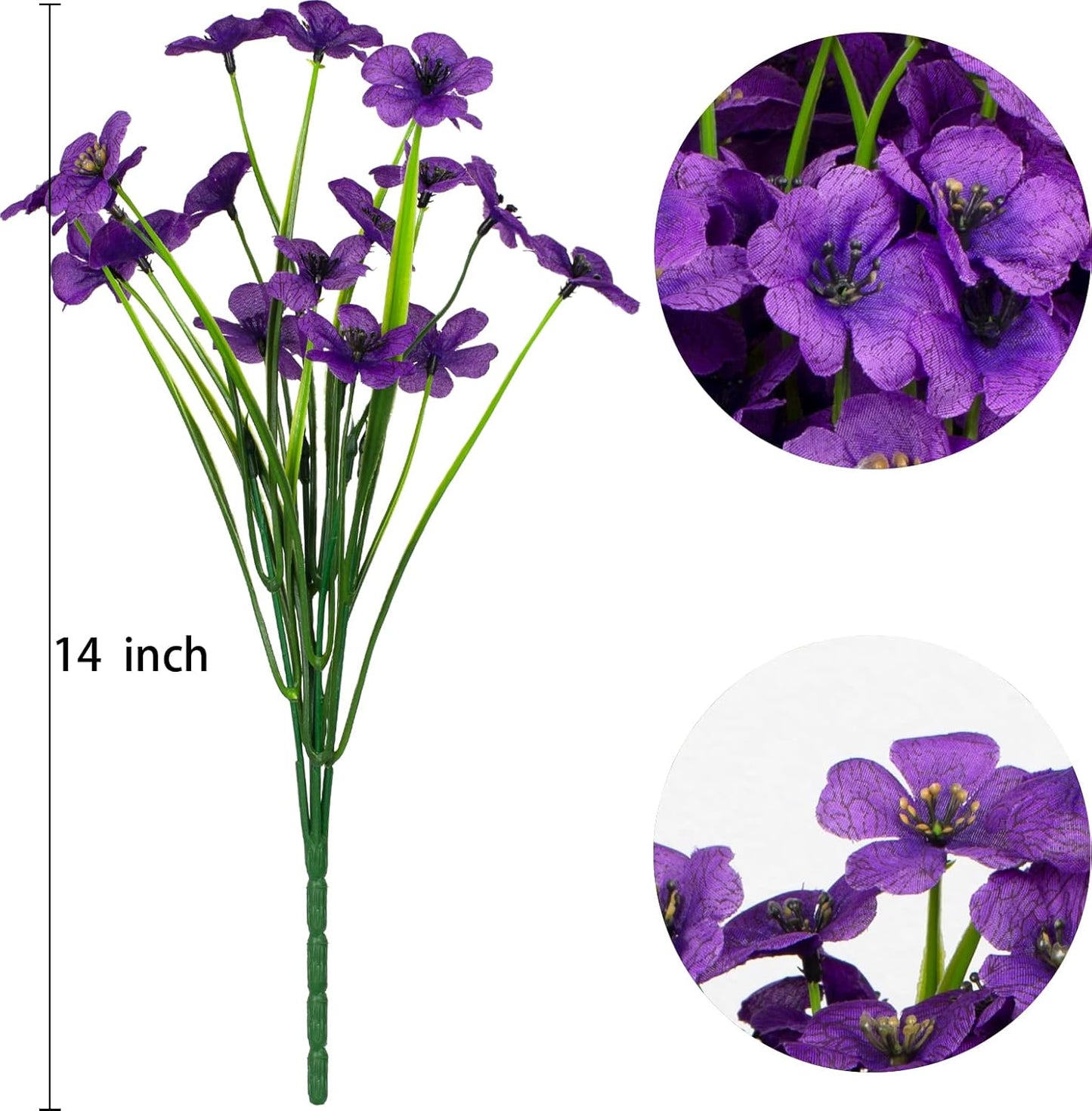 15 Bundles Artificial Flowers UV Resistant Outdoor Plants No Fade Faux Plastic Shrubs Fake Silk Flowers Window Box Garden Porch Home Decoration(Purple)