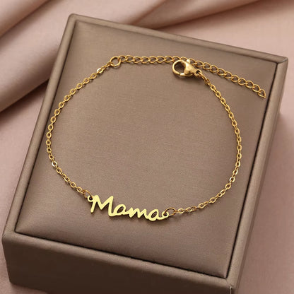 Stainless Steel Bracelets Letter Mama Pendant Chains Fashion Charms Bracelet for Women Jewelry Party Lover Mum Mother'S Gifts