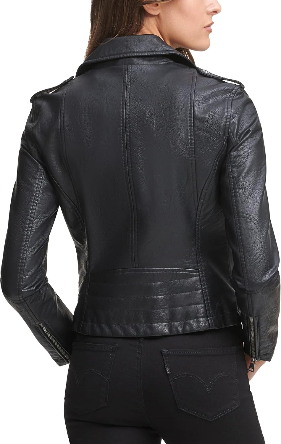 Women'S the Classic Faux Leather Moto Jacket (Regular & plus Size)