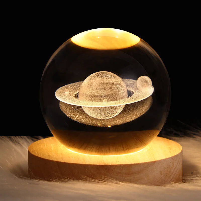 USB LED Night Light Galaxy Crystal Ball Table Lamp 3D Planet Moon Lamp Bedroom Home Decor for Kids Party Children Birthday Gifts