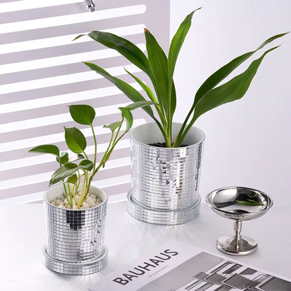 New Ball Planter Pot Square Flower Pots Mirror Flower Basket Flower Pot for Indoor Plants Vase Container Garden Decoration