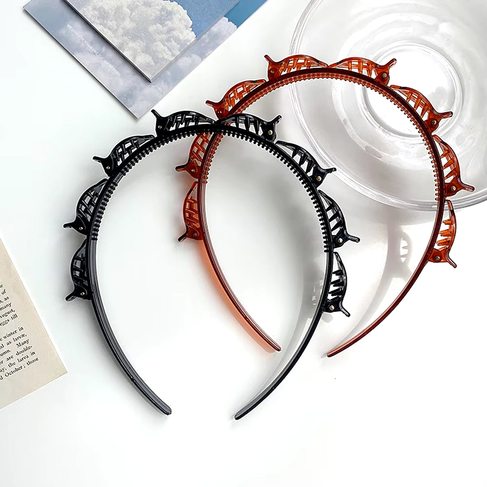 2022 New Double Bangs Hairstyle Hair Clips Hairpin Head Hoop Twist Plait Clip Front Hairclips Hair Hoop Women Headband Headwear