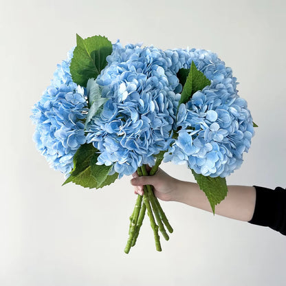 Blue Artificial Hydrangea Flowers Real Touch Artificial Hydrangea Branches Decoration Wedding Bouquet Flower Arrangement