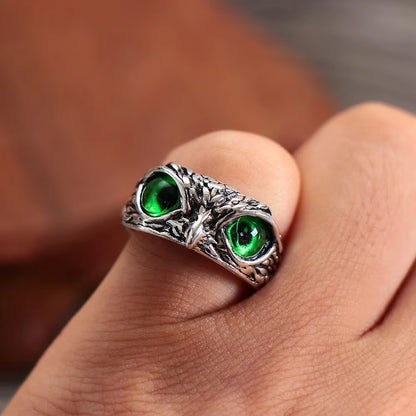 Fashion Charm Vintage Owl Ring for Men Women Cute Animals Owl Youth Gothic Rings Adjustable Colorful Cat Eye Rings Jewelry Gifts