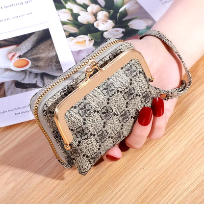 New Wallet Women'S Wrist Strap Short Old Flower Zero Wallet Large Capacity Coin Clip Bag Letter Multi Card Card Bag Money Clip